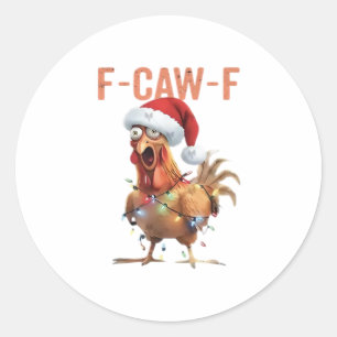 Merry Christmas F-Caw-F Classic Retro Cool Classic Round Sticker