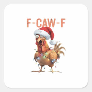 Merry Christmas F-Caw-F Classic Retro Cool Square Sticker