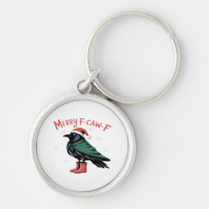 Merry Christmas F-Caw-F Classic Vintage Style Keychain