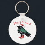 Merry Christmas F-Caw-F Classic Vintage Style Keychain<br><div class="desc">Merry Christmas F-Caw-F Classic Vintage Style: A funny Christmas parody mixing festive spirit with cheeky humor. Perfect for holiday laughs. Retro,  fun,  and ironic.</div>