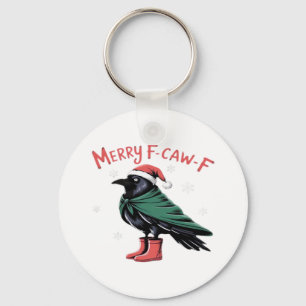 Merry Christmas F-Caw-F Classic Vintage Style Keychain