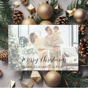 Merry Christmas Faded Photo  Holiday Card