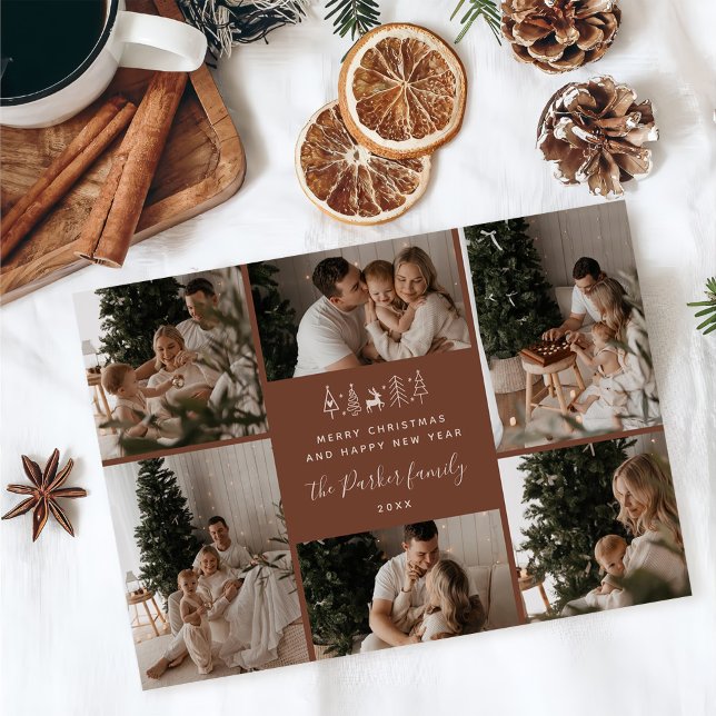 Merry Christmas Family 6 Photo Collage Holiday Card (Creator Uploaded)