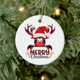 Merry Christmas Family Design Ceramic Ornament