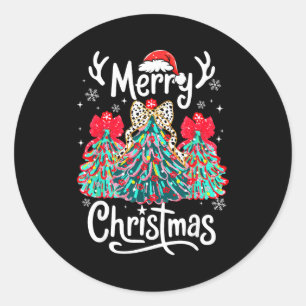 Merry Christmas Family Funny Christmas Tree Women  Classic Round Sticker