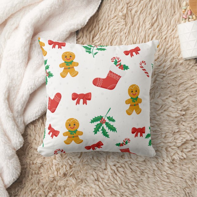 Merry Christmas family Gathering Set on Warm Throw Pillow (Blanket)