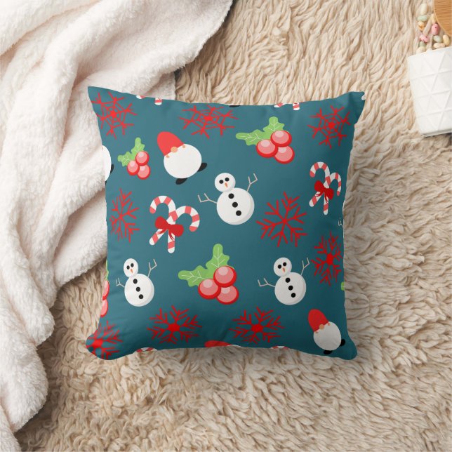Merry Christmas family Gathering Set on Warm Throw Pillow (Blanket)