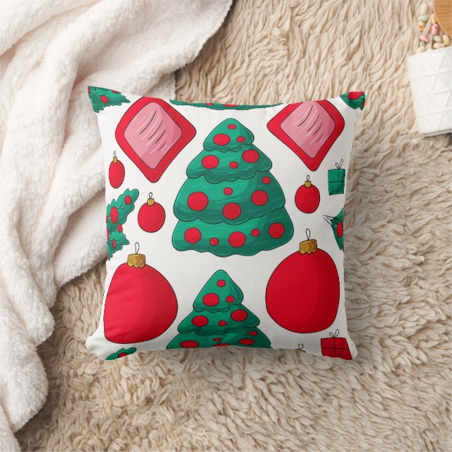 Merry Christmas family Gathering Set on Warm Throw Pillow (Blanket)