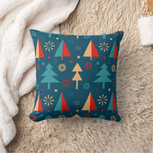 Merry Christmas family Gathering Set on Warm Throw Pillow