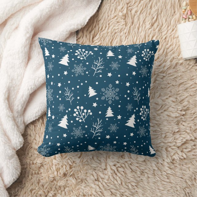 Merry Christmas family Gathering Set on Warm Throw Pillow (Blanket)