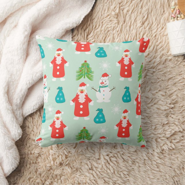 Merry Christmas family Gathering Set on Warm Throw Pillow (Blanket)