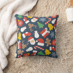 Merry Christmas family Gathering Set on Warm Throw Pillow