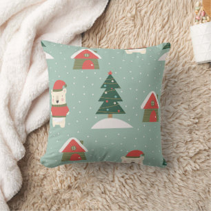 Merry Christmas family Gathering Set on Warm Throw Pillow