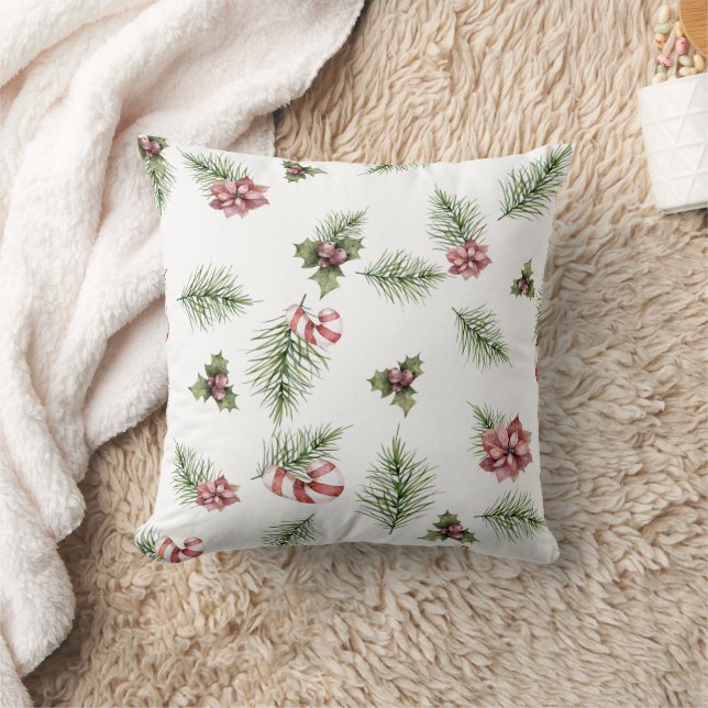 Merry Christmas family Gathering Set on Warm Throw Pillow (Blanket)