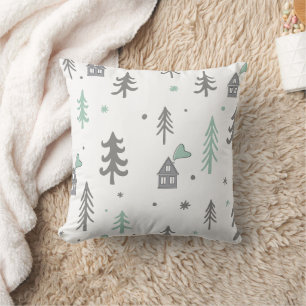 Merry Christmas family Gathering Set on Warm Throw Pillow