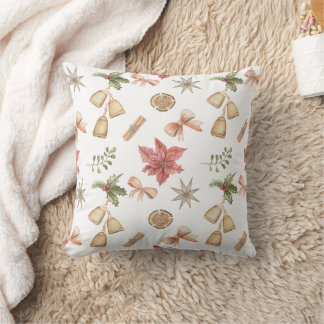 Merry Christmas family Gathering Set on Warm Throw Pillow