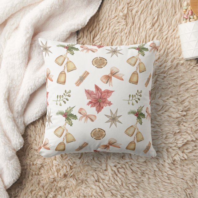 Merry Christmas family Gathering Set on Warm Throw Pillow (Blanket)