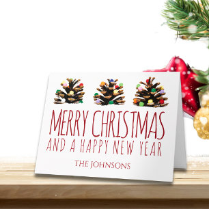 Merry Christmas Family Holiday Card Typography Red