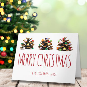 Merry Christmas Family Holiday Card Typography Red
