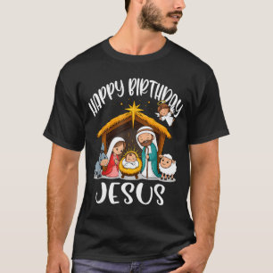 Merry Christmas Family Kid Nativity Happy Birthday T-Shirt