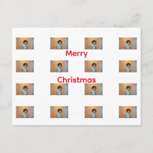 Merry Christmas Family Kids Baby Photo Template  Postcard