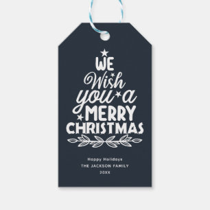 Merry Christmas family kids photo Gift Tags
