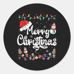 Merry Christmas Family Matching Xmas Santa Hat Xma Classic Round Sticker
