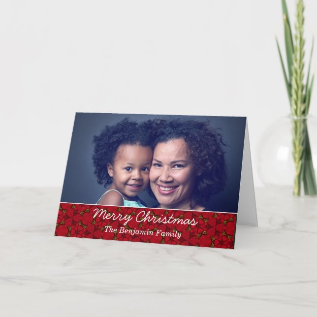 Merry Christmas Family Mom Baby Photo Personalize Holiday Card (Front)