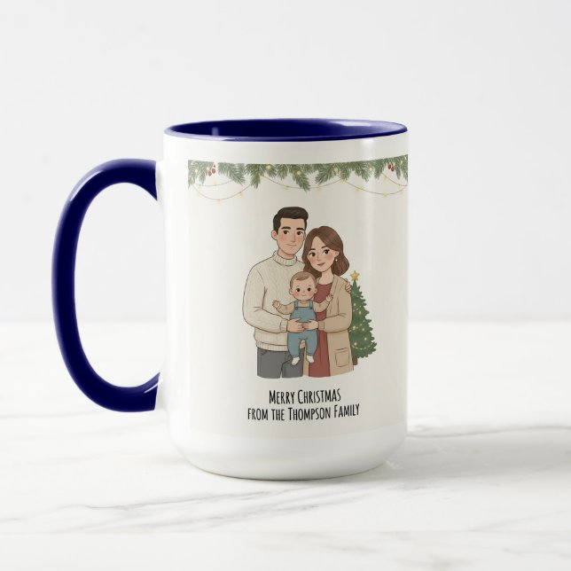 Merry Christmas Family Mug Personalized with Your  (Left)