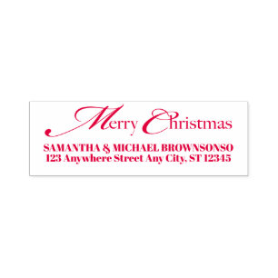 Merry Christmas Family Name Address Self-inking Stamp