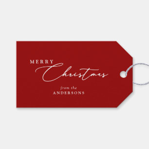 Merry Christmas Family Name Elegant Script Minimal Gift Tags