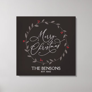 Merry Christmas - Family Name / Est. Holiday SVG Canvas Print