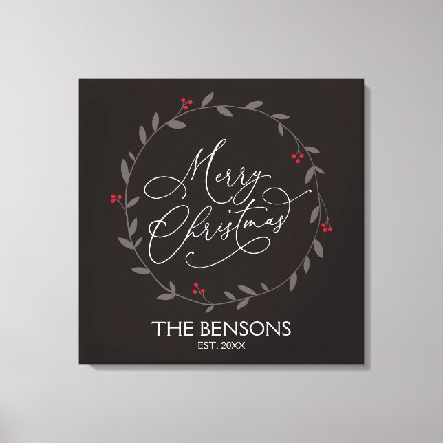 Merry Christmas - Family Name / Est. Holiday SVG Canvas Print (Front)