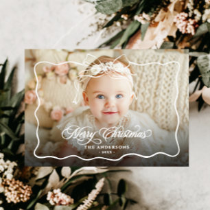 Merry Christmas Family Name & Photo Holiday Card