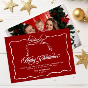 Merry Christmas Family Name & Photo Holiday Card