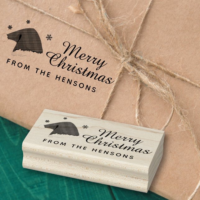 Merry Christmas Family Name Script Holiday Rubber Stamp (Creator Uploaded)