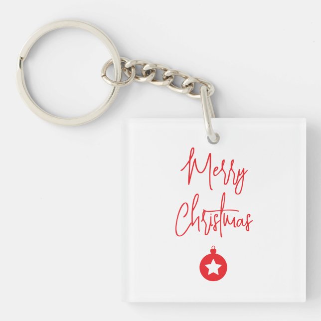 Merry Christmas Family New Year Message Keychain (Front)