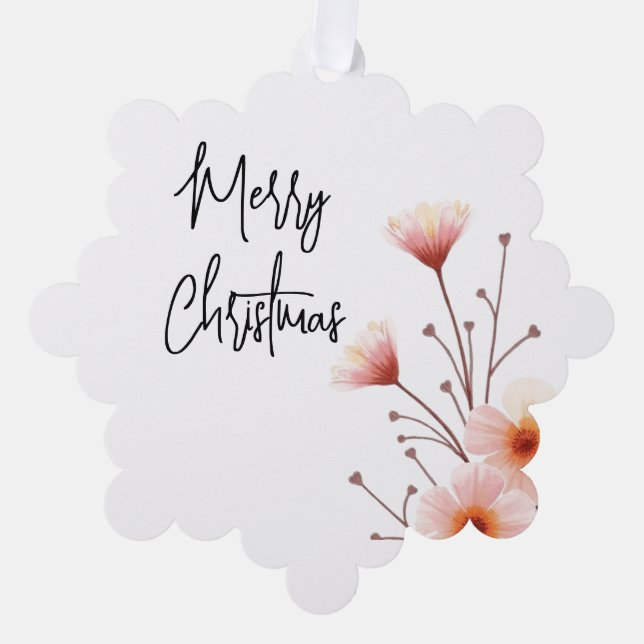 Merry Christmas Family New Year Message Ornament Card (Front)