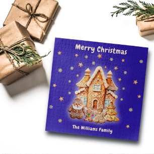 Merry Christmas Family Personalized Navy Name Fun Jigsaw Puzzle