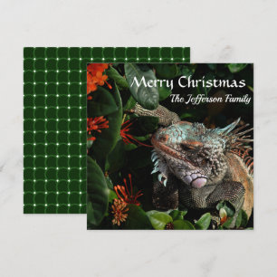 Merry Christmas Family Pet Iguana Custom Card