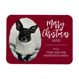 Merry Christmas Family Pet Photo Magnet