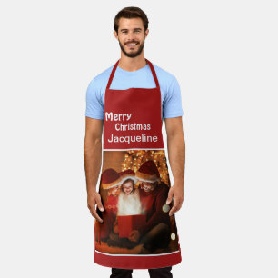 Merry Christmas Family Photo Child Personalize   Apron