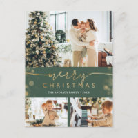 Merry Christmas Family Photo Collag Modern Holiday