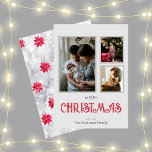 Merry Christmas family photo collage, modern Holiday Card<br><div class="desc">Add your favourite family photo to this marble themed holiday card with beautiful poinsettia pattern. This item is a part of the "Photo card" collection where you can find various designs with customizable photos for the cold season. Don't hesitate to contact me if you need any help editing. Thank you...</div>