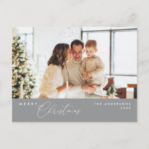 Merry Christmas Family Photo, Dark Grey Postcard
