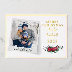 Merry Christmas Family Photo Foil Holiday Card