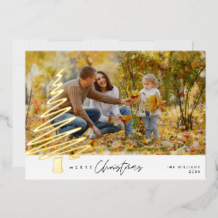 Merry Christmas, Family Photo Foil Holiday Card
