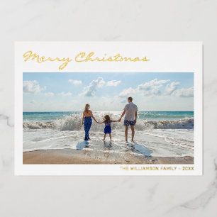 Merry Christmas Family Photo Foil Holiday Card
