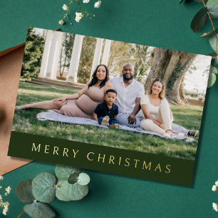 Merry Christmas Family Photo Foil Holiday Card