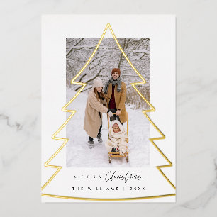 Merry Christmas, Family Photo Foil Holiday Card